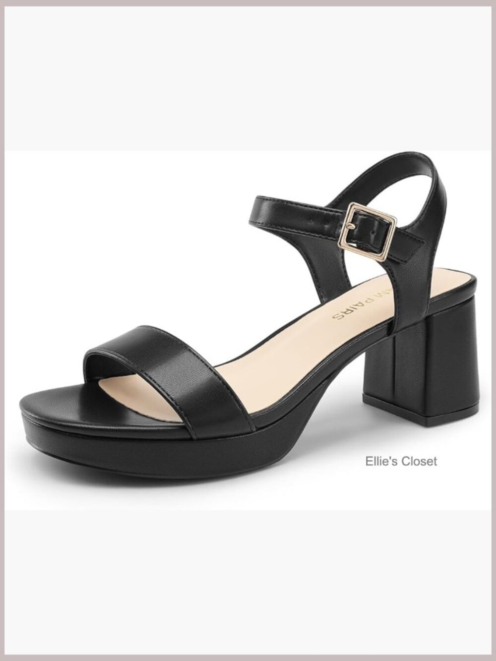 Women's Block Chunky Platform Heeled Sandals Faux Leather Square Toe Ankle Strap